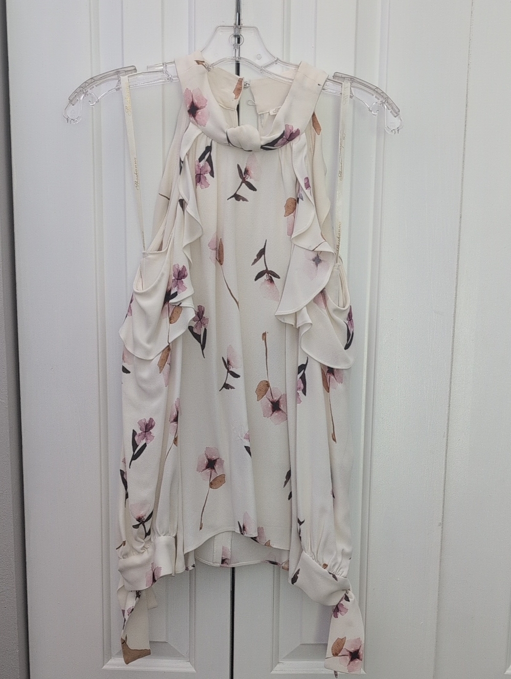 Shoshanna Cream Floral Ruffle   Blouse